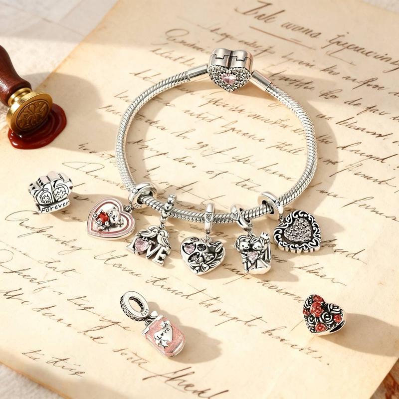 Original Charms Beads Copper Heart Bear Rose Six-Pointed Star Tree Of Life Charm Fit Bracelet Bangle Woman Man Jewelry Gift