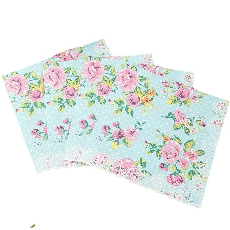 20 PCS/Bag Printed Paper Towels Light Luxury Style Floral Napkins Birthday Party Holiday Daily Necessities Square Tissue Paper