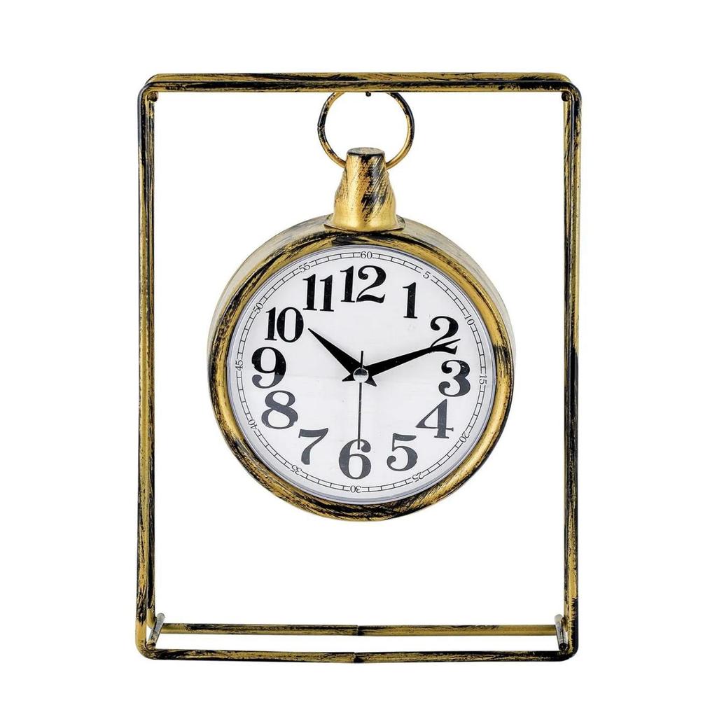 MUYIKA Supera Decorative Metal Table Clock with Silent Mechanism, 23x32 Cm, 3 Different Colors, Home Decoration, Table and Desk Clock, Stylish Clock