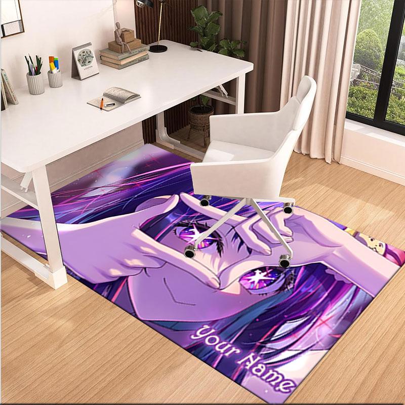 1PC Custom Name Purple Eyes Dream Theme Floor Mat Ideal for Living Room, Game Rooms, Office, Bedroom,Floor Mat Playful Design