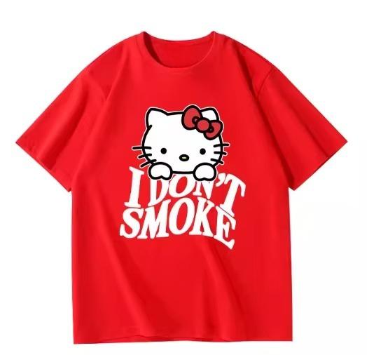

2026 Sanrio Hello KittyCasual Shortsleeve Roundneck Hotselling Comfortable summer Womens Tshirt loose fit S