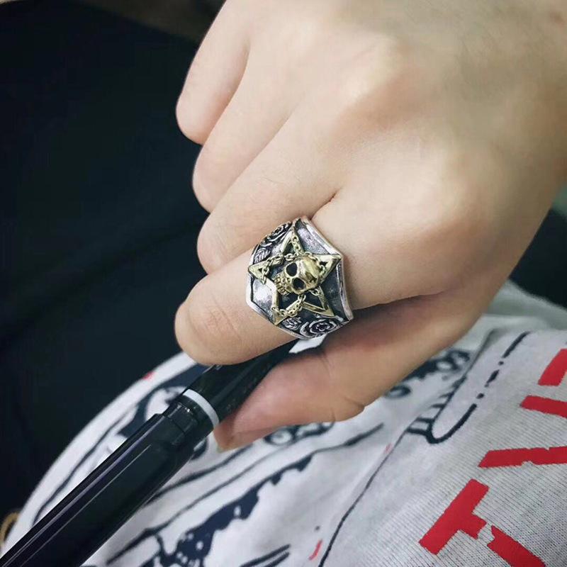 Skull Ring for Men, Domineering Retro Handmade Design, Fashionable Open Index Finger Ring, Single Ring