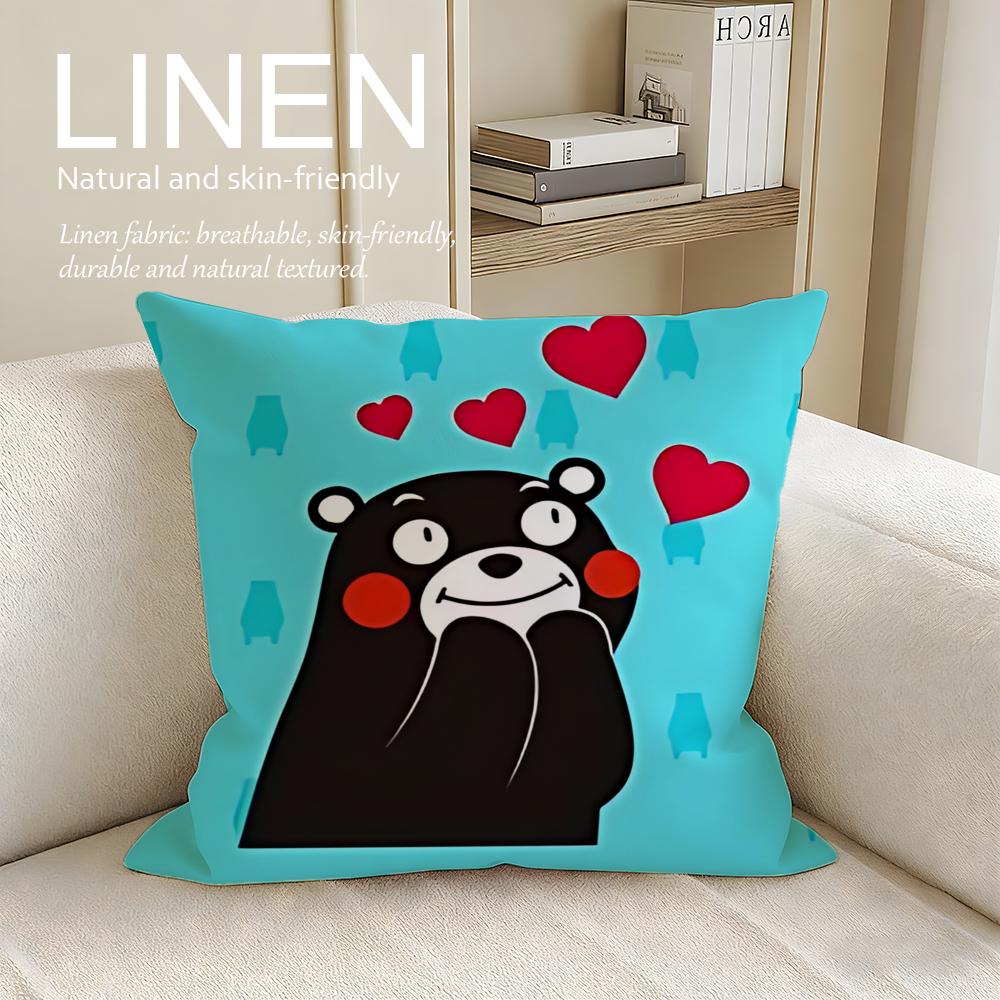 Süßer Kumamon Kissenbezug Leinen Dekorative Kissenhülle Set Stk x x x Atmungsaktiv Waschbar Sofakissenbezug