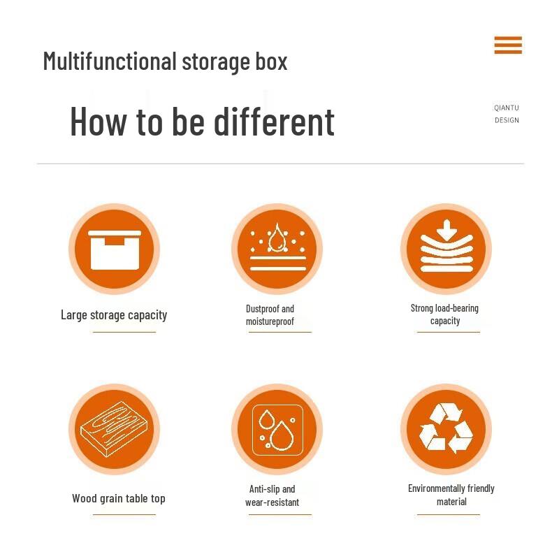 Quyoubang 55L Foldable Storage Box with Wooden Lid