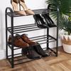Zapatero de metal negro, 4 niveles, 49,5x18,5x56,5 cm