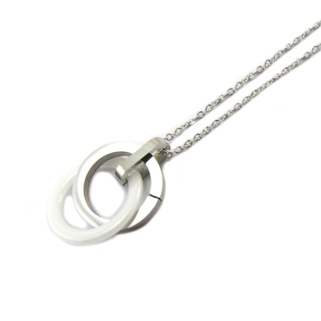 Les Trésors De Lily [P5059] - Silver-white 'Choreography' Steel Necklace (ceramic) - 25x18 Mm