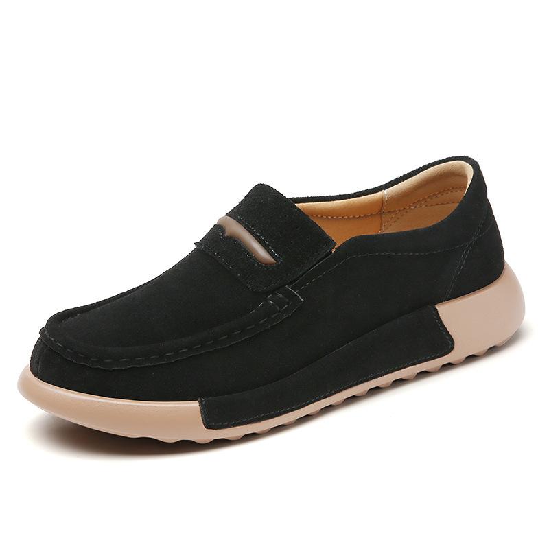 Women Shoes Flats Cowhide Suede Sneakers Women 2024Comfort Female Casual Walking Footwear Fashion Large Size Loafers Shoes Women