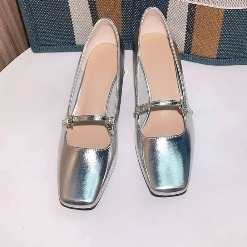 Mode 2025 Neue Frühling Herbst Ballerinas Damenschuhe Mode Flach Schnalle Damen Komfort Eckige Zehen Ballerinas