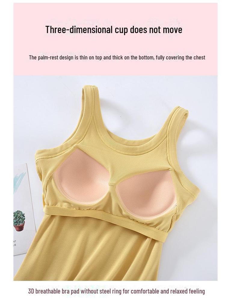 Damenweste mit Brustpolsterung, breiten Trägern und Hosenträgern, integriertem BH, langem Oberteil, rutschfestem Design