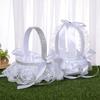 6 Style White Romantic Bowknot Burlap Wedding Ceremony Party Rose Flower Basket