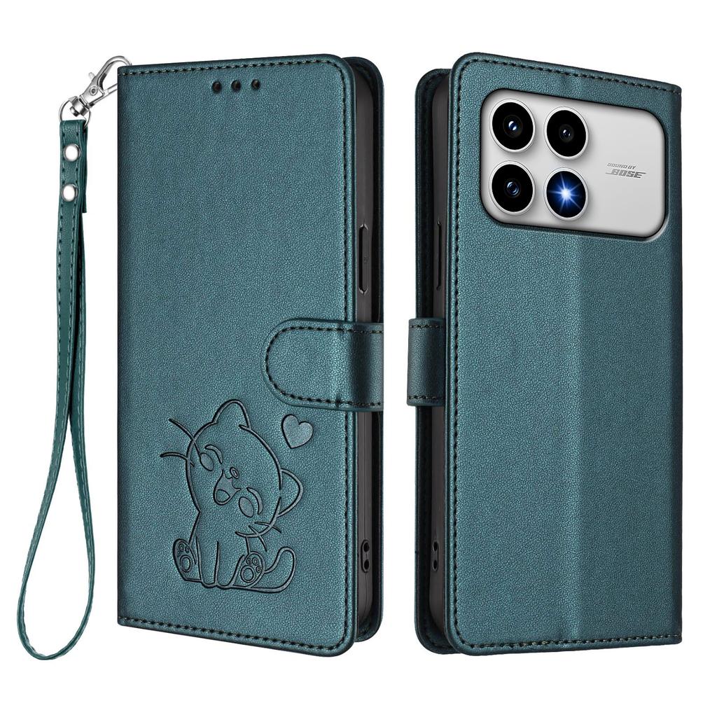 For Xiaomi Redmi K90 5G Wallet Case with Wrist Strap Love Cat Pattern Imprint Leather Phone Cover
