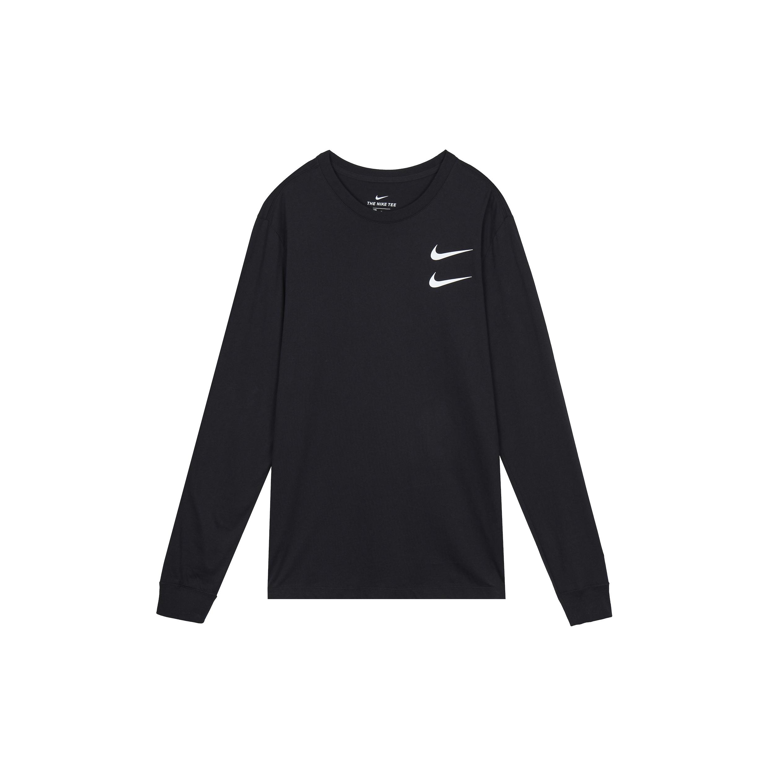 Nike Sportswear Swoosh LS Tee Round Neck Long Sleeves US Edition Black Men s CK2259-010 S