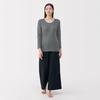 MUJI Warm Cotton Thick Sleeve FCD16A5A Medium Gray M Women's U-Neck 3/4 T-Shirt Women's