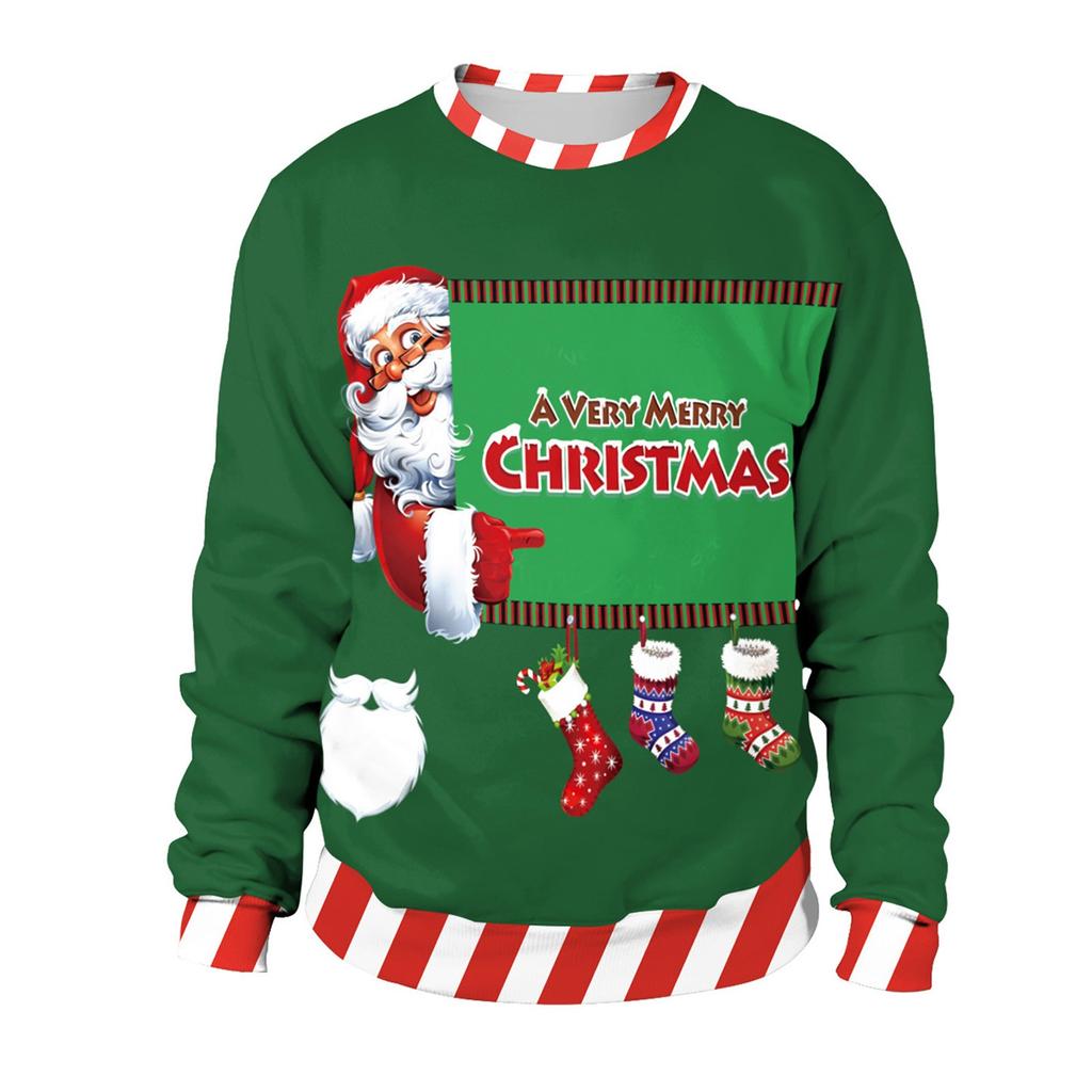 Women's Imitation Cotton Fashion Christmas Print Pattern Long-Sleeved T-shirt