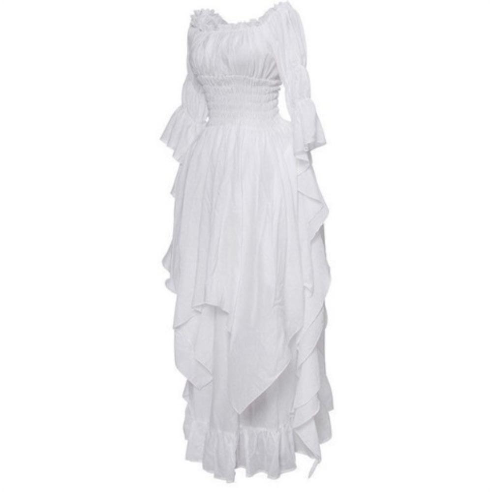 Women's Off-the-Shoulder Long Sleeve Maxi Dress Loose Fit Mid Waist Vintage Gothic Party Dress