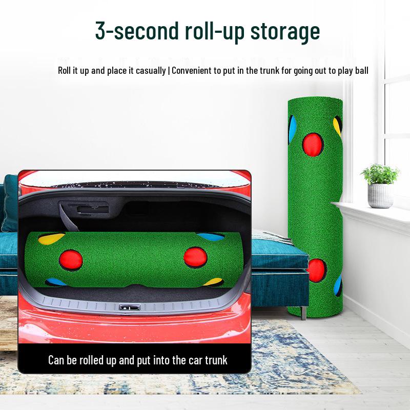 Indoor Golf Putter Practice Mat with Big Footprint - Non-Slip Home Use Mini Green