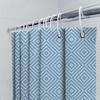Blue White Geometric Shower Curtain For Bathroom Decoration Waterproof Polyester Fabric With Hook Rings (Size: 69X70 Inches)