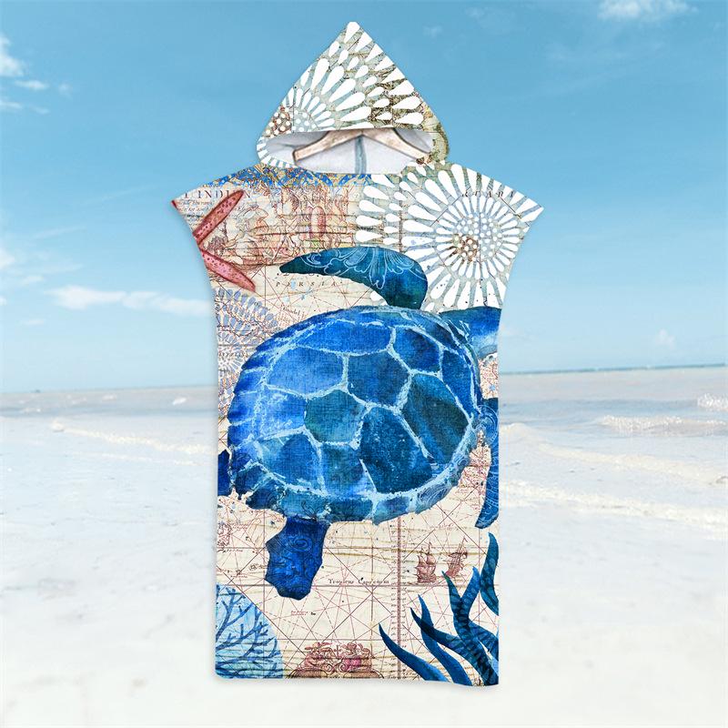 Microfiber Quick-Dry Hooded Beach Poncho Bathrobe for Adults