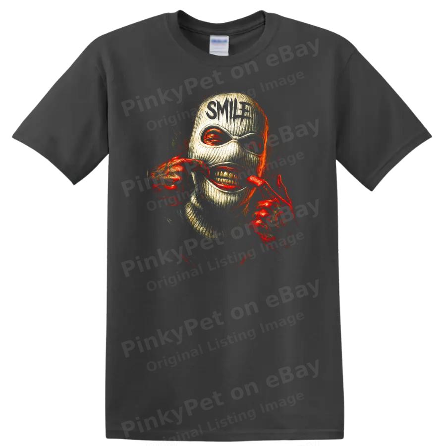 Dark Urban Masked Smile Graphic T Shirt Creepy Art Design Streetwear Tee