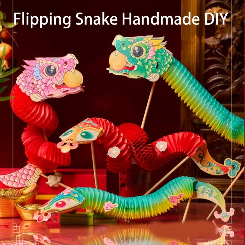 Chinese Snake Dance Craft Set Handmade 3D Snake Paper Puppet Set for Children Adult School Kindergarten