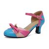 2024 New Sandals Women Shoes High Heel Colored Bow Headed Hollow Straight Line Sandals Platform Shoes Sandals