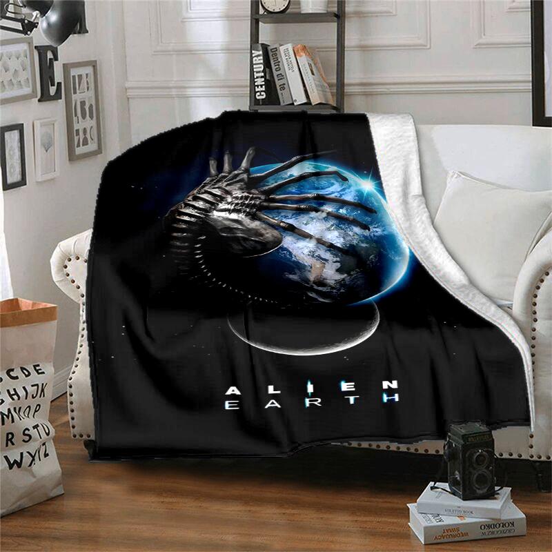 Alien Flannel Blanket Soft Warm All-Season Throw, Design for Camping, Car Travel, Hiking Sofa, Bed, Office Perfect Gift for Parties