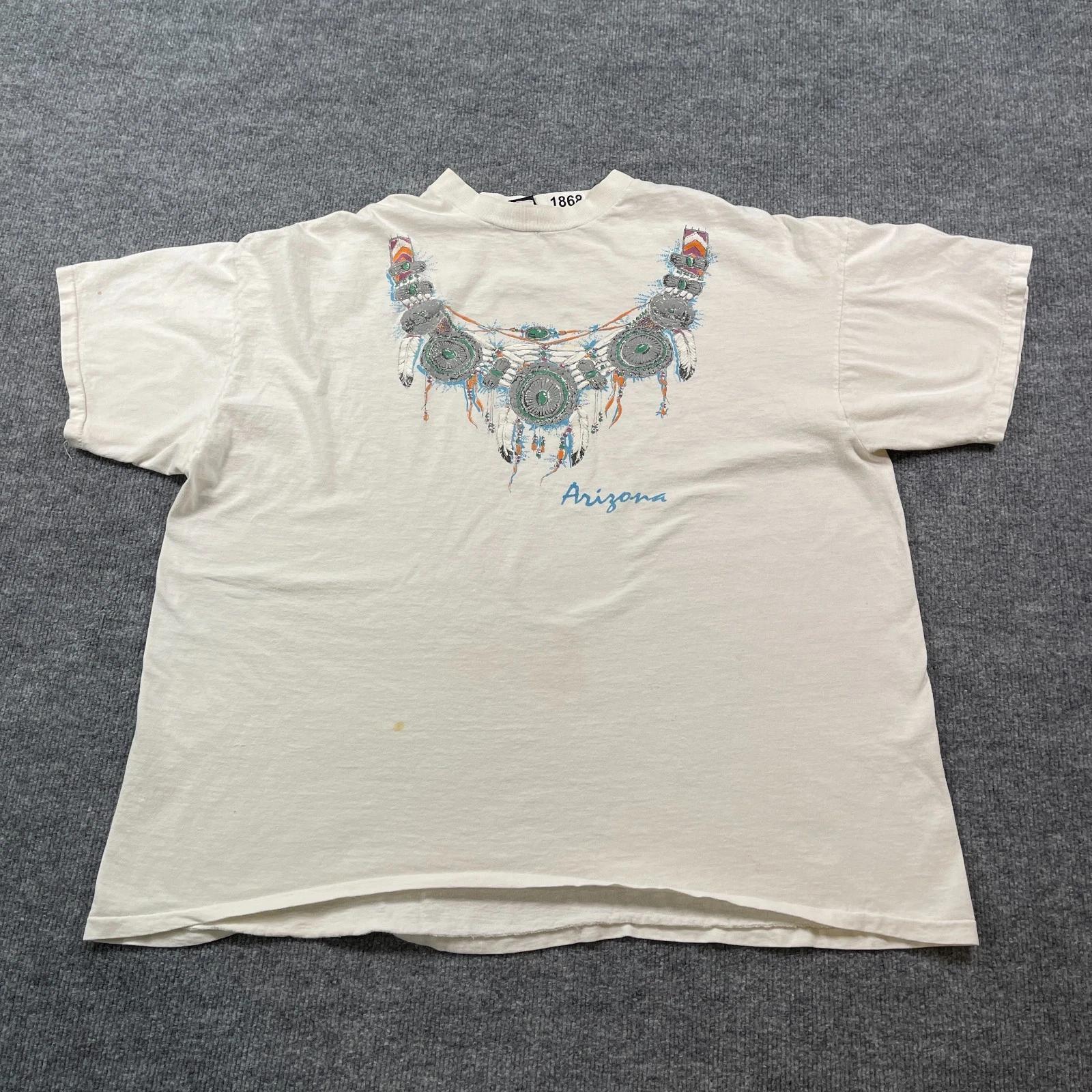 

Vintage 80s Arizona Dream-Catcher Necklace Shirt 2XL 27x27 White M