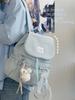 Schoolbag Korean ins milk mist blue yarn with lace bow drawstring backpack sweet little fairy traveling shopping small backpack