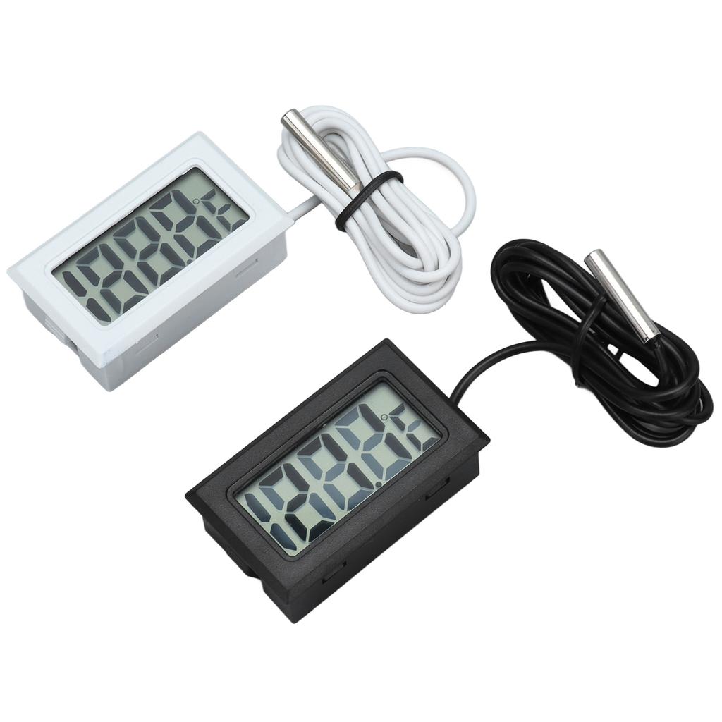 2Pcs Electronic Digital Thermometer Thermostat Temperature Meter 2s Refresh with Probe(Black White )
