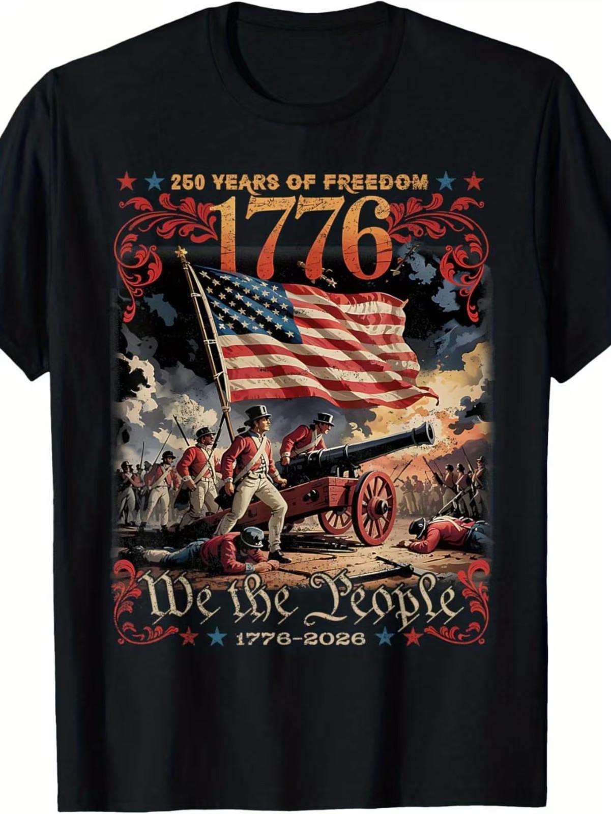 Men S T-Shirt Commemorating The 250Th Anniversary of The USA Flag 1776-2026, Fea Unisex T-Shirt M