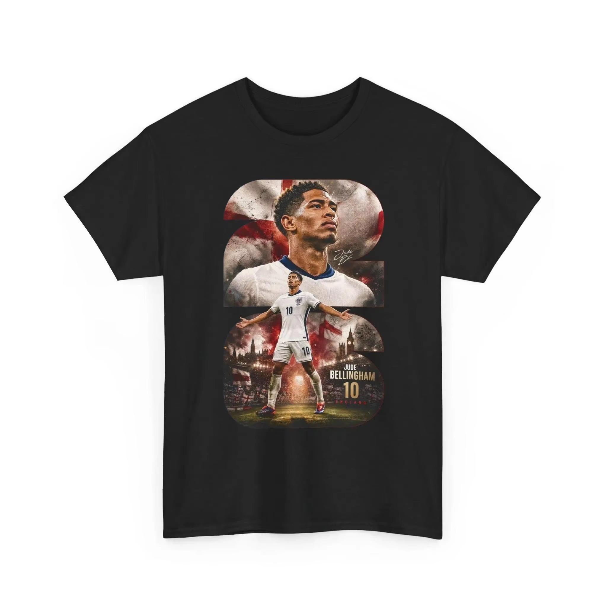 Casual Street Style Short Sleeve T-Shirt Printed with England Football Star Jude Bellingham No.26 & No.10 Pattern T-shirt 4XL