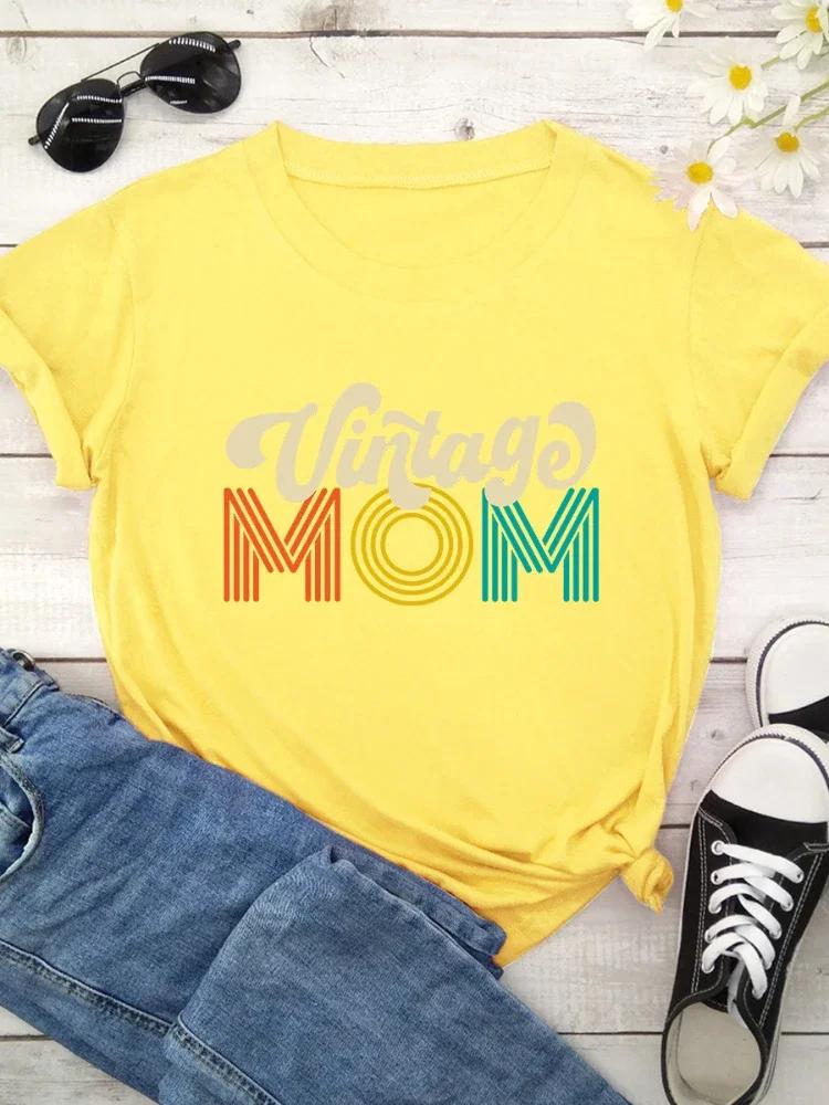 Vintage Mom Letter Print Women T Shirt Short Sleeve O Neck Loose Women Tshirt Ladies Tee Shirt Tops Clothes Camisetas Mujer