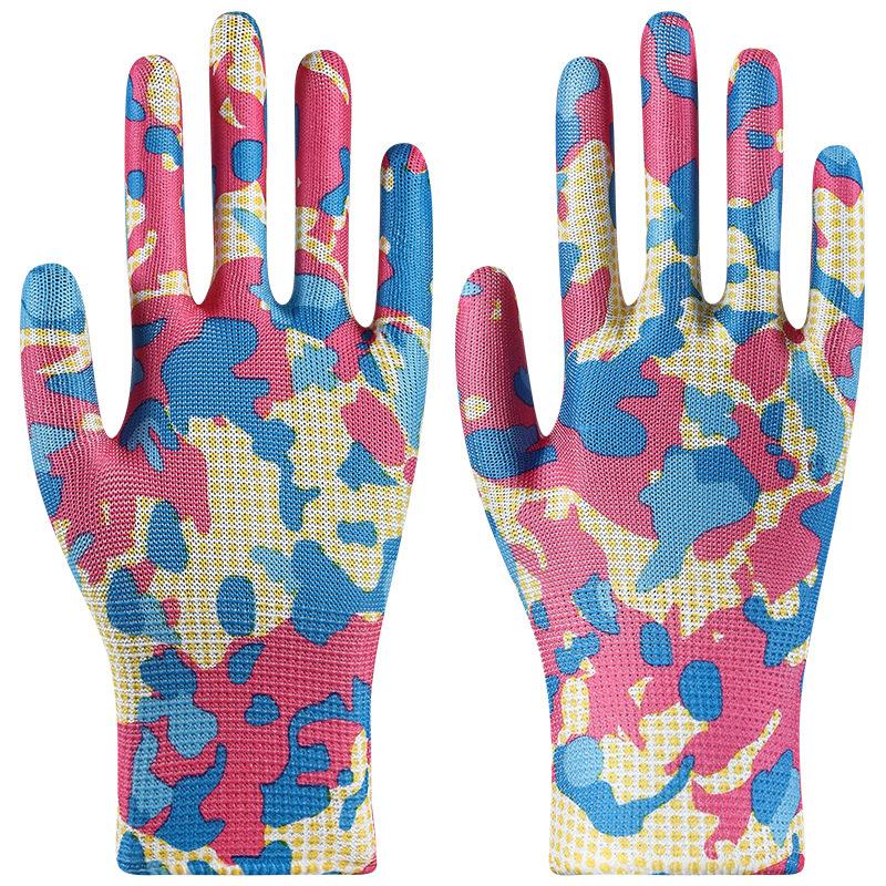 Nylon Labor Gloves Non-Slip Work Gloves Palm-Coated Gardening Gloves Planting Yard Cleaning Palm