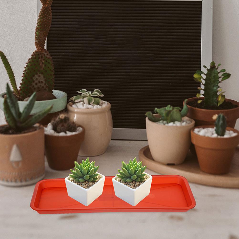 5Pcs Plastic Rectangular Plant Tray Base Light Brown Flowerpot Water Catcher Drip Saucer Planter Tray Indoor Outdoor Accessory
