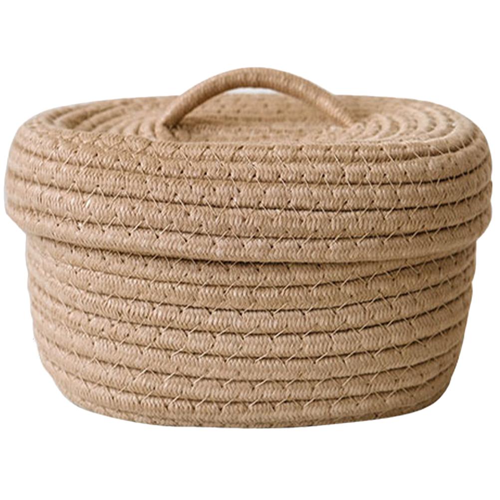 

Large Capacity Storage Box Simple Nordic Woven ganizer With Lid Decorative Basket Khaki Cotton Rope Container Storage Containers
