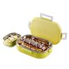 Leakproof Steel Lunch Box For Kids With 2 Containers And Side Veg Box In Bright Yellow For School And Outdoor Meals