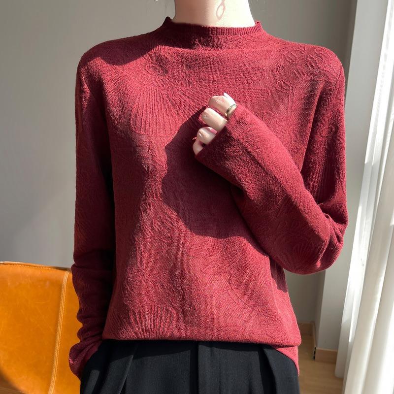 Women S Half High Neck Loose Knit Sweater For Autumn Winter Versatile Pullover Top