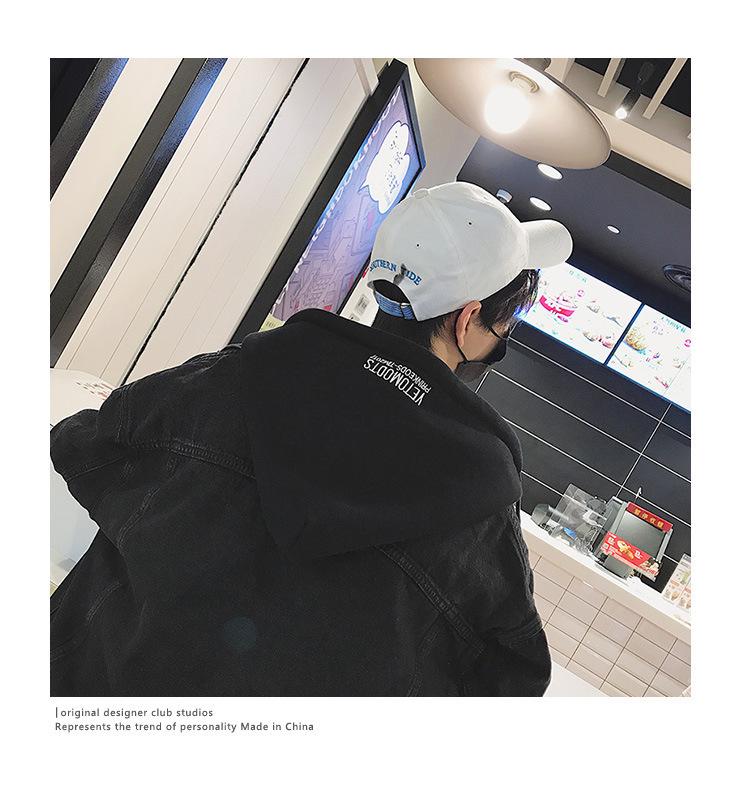 Herr Höst Oversize Harajuku Jeansjacka med Huva - Trendig Koreansk Stil