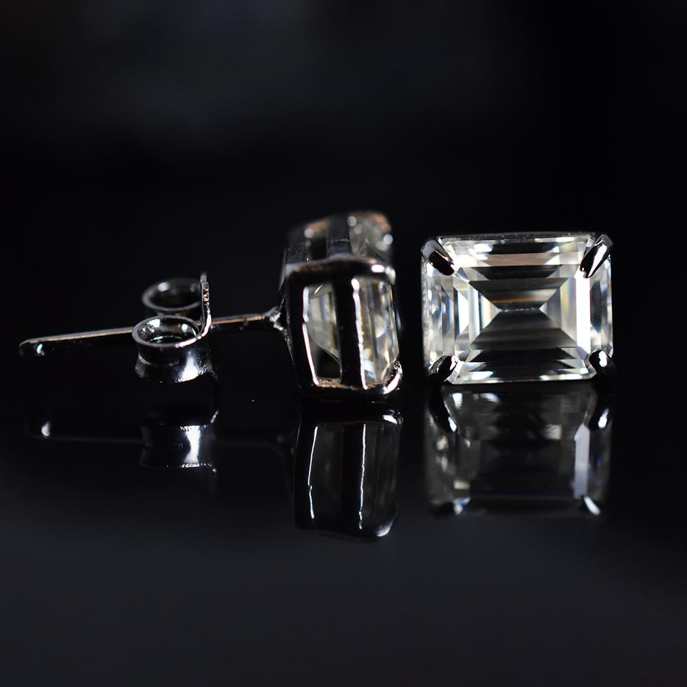 Unique Emerald 13.85 Ct CERTIFIED Synthetic White Moissanite Gems Earring Pair MY.ER-17-NS