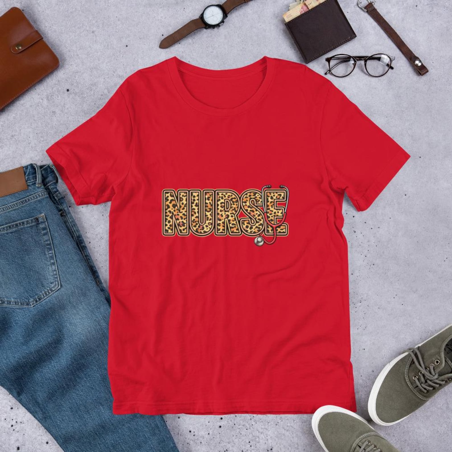 Retro Leopard Nurse Shirt, RN Nursing School T-Shirt 2XL