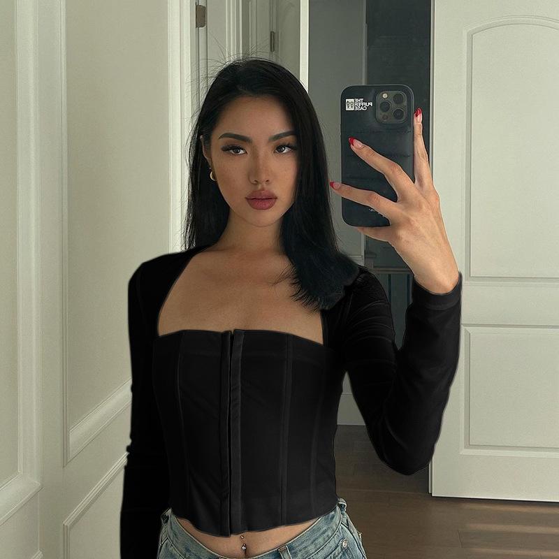 Y2K Summer Clothes Long Sleeve Mesh Tshirts for Women Crop Top Female T-shirt Women's T-shirt Roupas Femininas Tops T Shirt