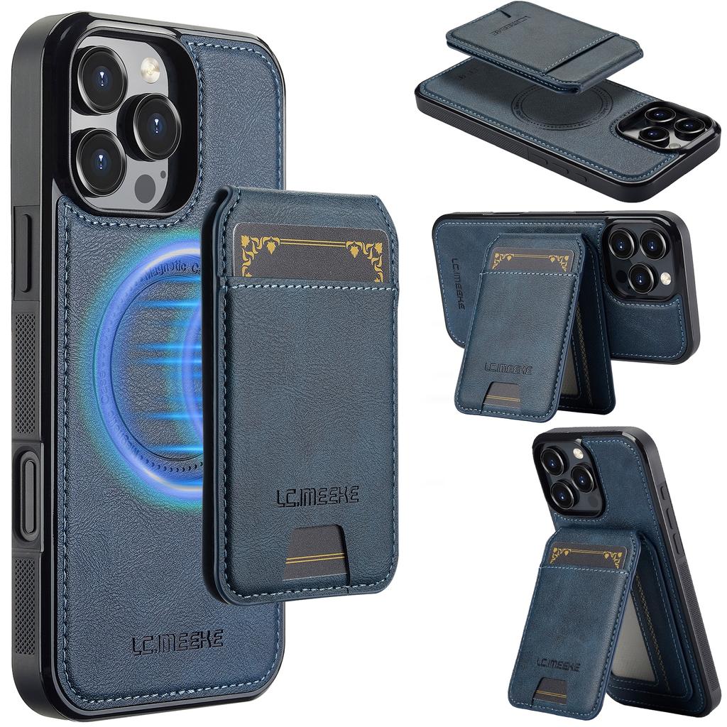 LC.IMEEKE L3 For iPhone 16 Pro Max Magnetic Case Detachable Card Holder Leather+TPU Mobile Cover