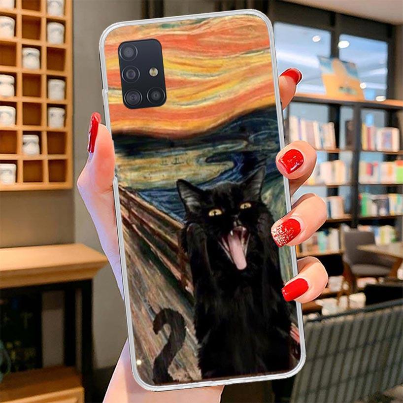 Black Cat Cartoon Cute Cover Phone Case For Samsung Galaxy A12 A22 A32 A52 A72 A02S Phone Case Note 20 Ultra 10 S10 Plus A51 A71