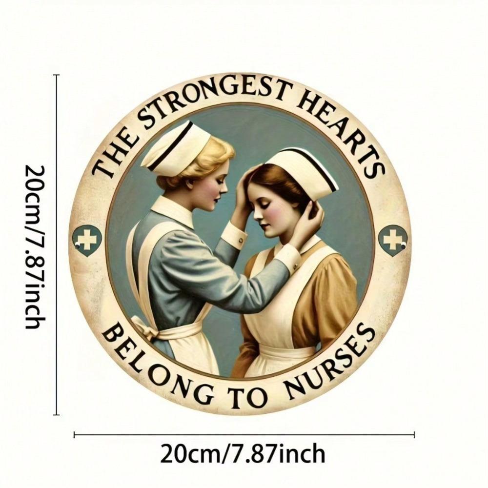 Vintage Nurse Heart Metal Sign - Engraved Wall Art for Home, Cafes & Medical Decor