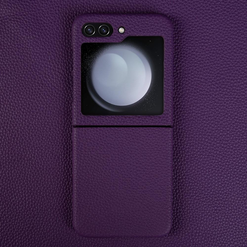 Applicable To Samsung Mobile Phone Case Flip5 Leather Leather Case High-End Protective Case Clamshell Folding Screen Zflip5 Mobile Phone Case