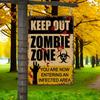Vintage No Zombie Zone Metal Sign 8x12in Horror Tin Plaque, Flat Wall Decor for Home Bar Man Cave, Easy Hang
