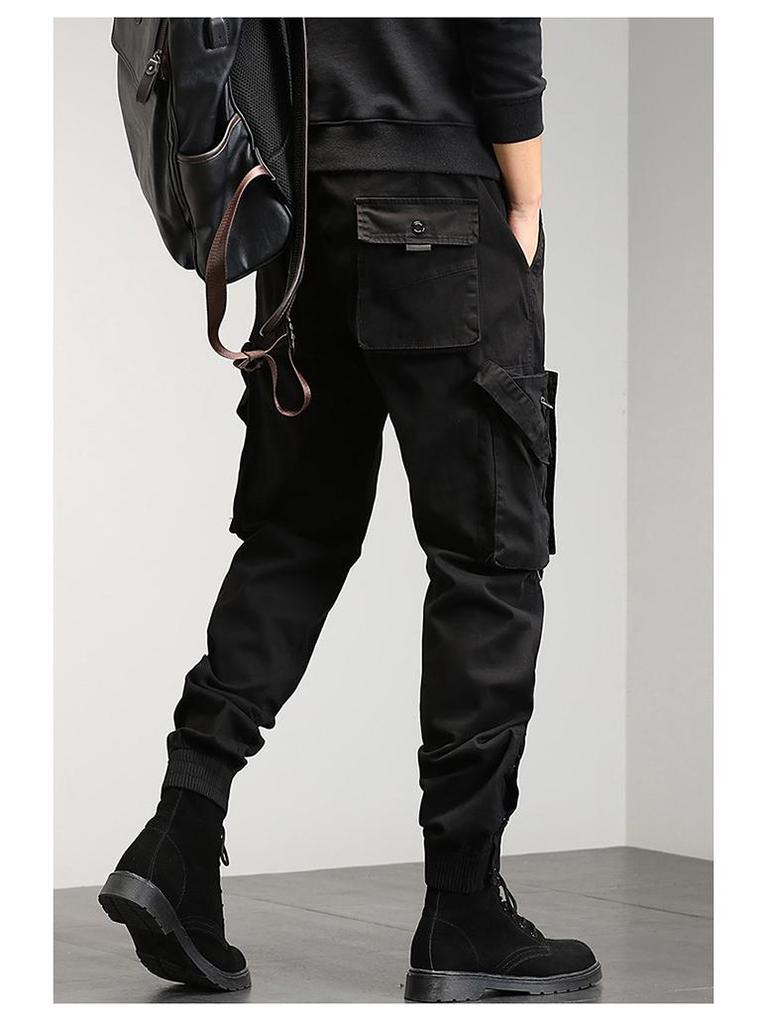 Pánské harémové kombinézy v korejském stylu - Jaro/Podzim, Trendy, Volný střih, Kalhoty s více kapsami