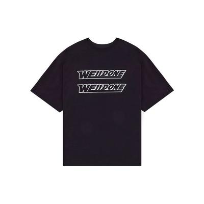 WE11DONE Ss22 Front Double Row Logo Back Heart Pattern Printed Short Sleeve T-Shirt Unisex T-Shirts Black WD-TT1-22-683-U-BK