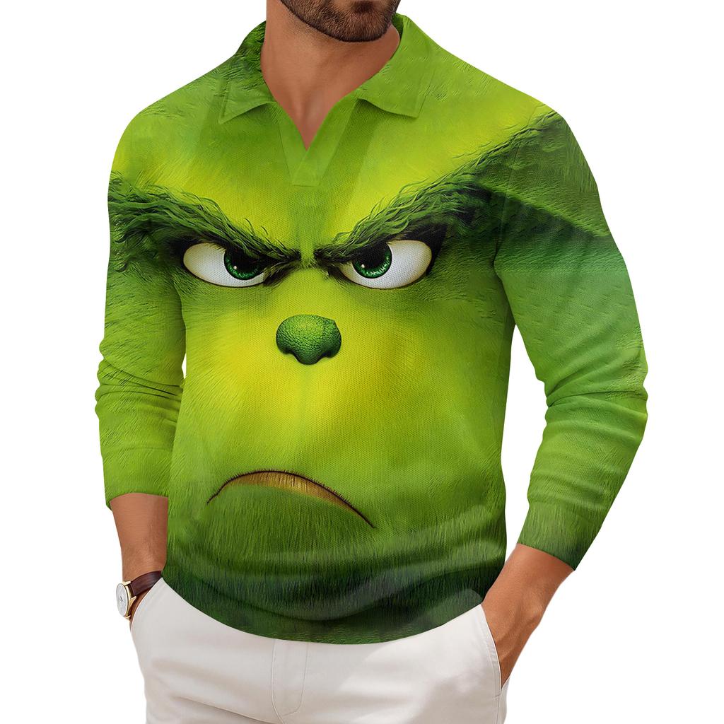 Men's Casual Collared Long-Sleeve Knit Base Layer Top