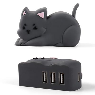Stacja dokująca USB do laptopa Czarny kształt kota 3 w 1 Multiport USB 2.0 High Speed USB Type-C Hub Adapter Akcesoria komputerowe